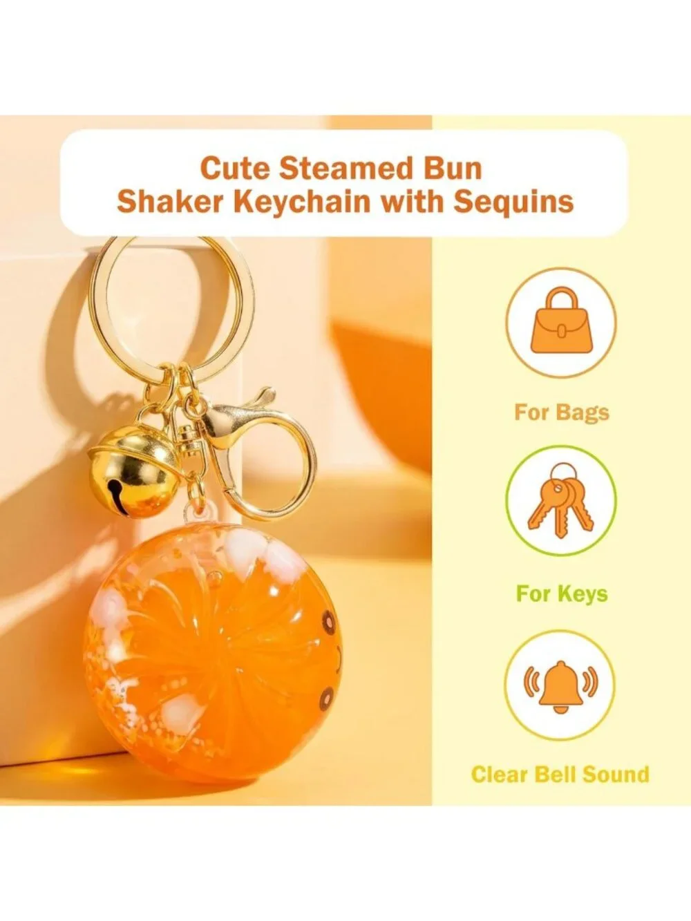 8 Pack Cute Dumpling Keychains - 3D Fidget Bag Charms with Bell, Fun Gift Set